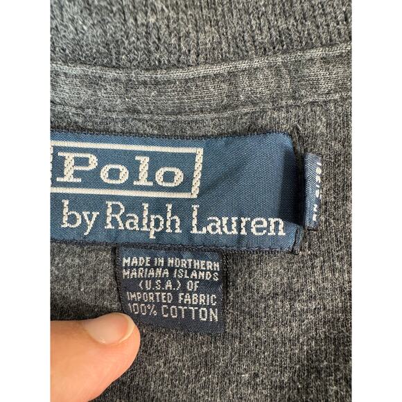 VTG Polo Ralph Lauren Men’s Medium 1/4 Zip Pullover Sweater Grey Mariana Islands - Picture 2 of 11